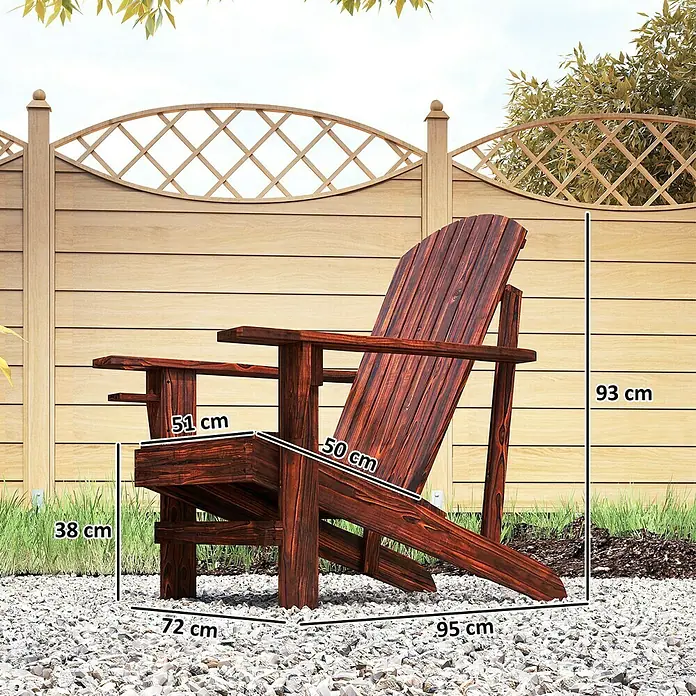 Outsunny Gartenstuhl Adirondack - Tannenholz, Braun, B x T x H: 95 x 95 x 93 cm