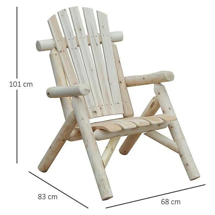 Outsunny Gartenstuhl Adirondack - 1 Stk., Tannenholz, Natur
