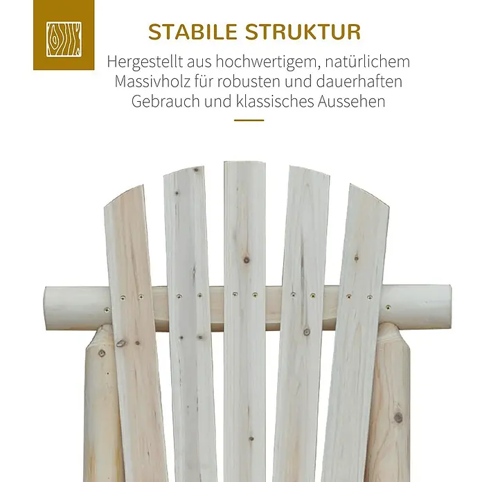Outsunny Gartenstuhl Adirondack - 1 Stk., Tannenholz, Natur