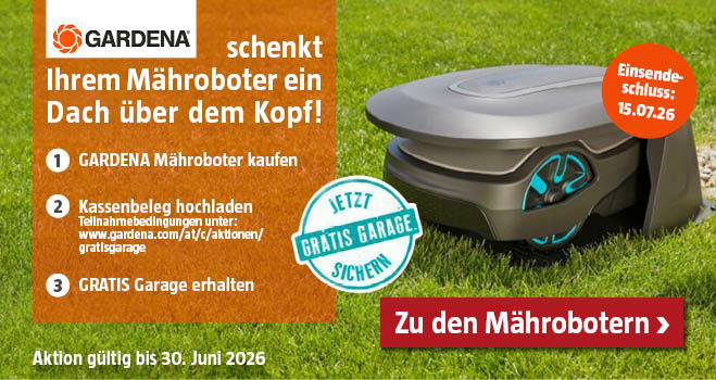 GARDENA Aktion mit Mähroboter und gratis Garage bis 30.06.2026