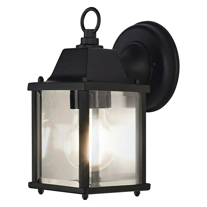 Ledvance Außenwandleuchte - 15 x 10,5 x 22,5 cm, Schwarz/Gold, IP23 - Elegante schwarze Wandleuchte mit klaren Glasscheiben, die ein warmes Licht verbreitet, ideal für Außenbereiche.