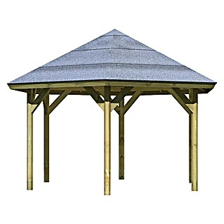 Karibu Pavillon Oslo 2 (Ø x H: 448 x 315 cm, Grau, Natur)