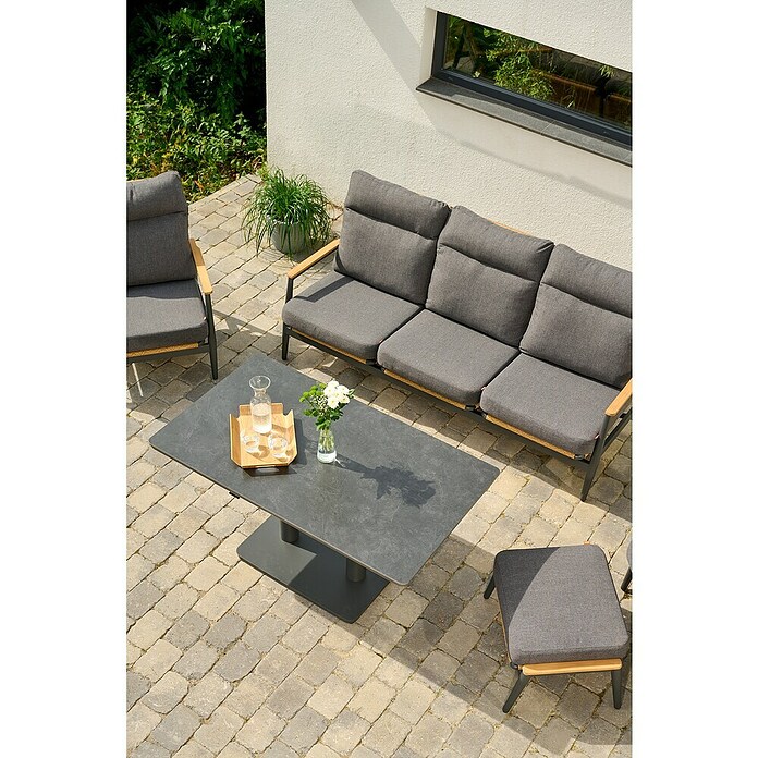 Siena Garden Roma Garten-Loungetisch (L x B x H: 140 x 80 x 72 cm, Grau, Aluminium) | BAUHAUS