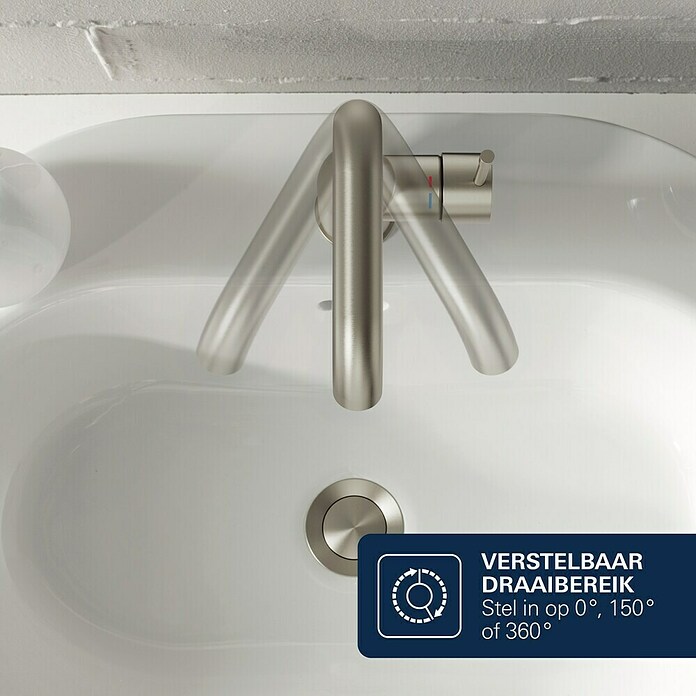 Grohe Essence New Wastafelkraan M-Size Supersteel (Met trekstang, Supersteel, Glanzend)