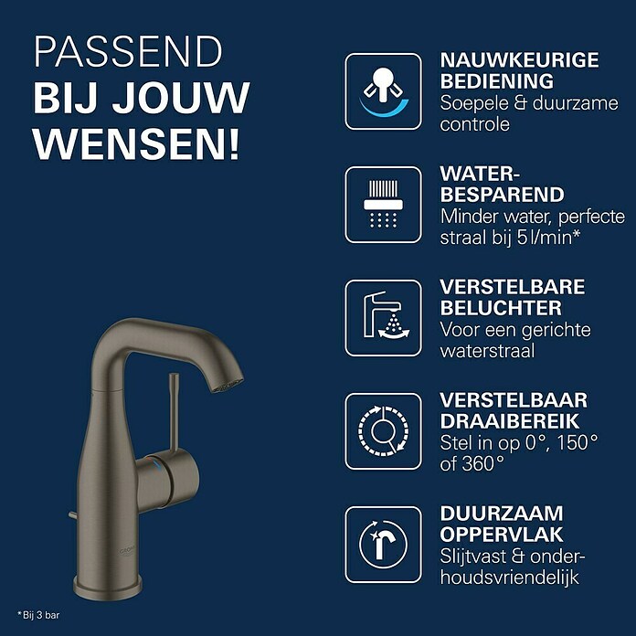 Grohe Essence New Wastafelkraan (Met trekstang, null, Mat)
