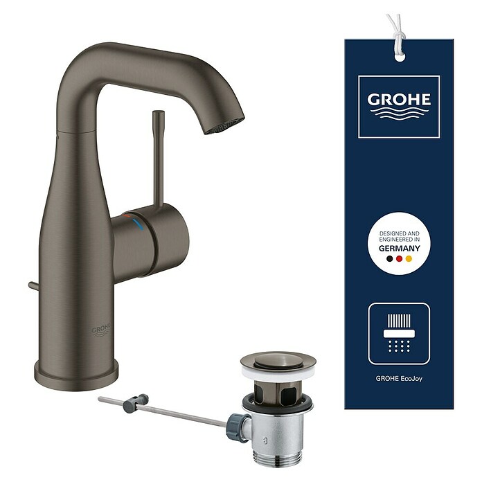 Grohe Essence New Waschtischarmatur (Mit Zugstange, Hard Graphite, Matt)