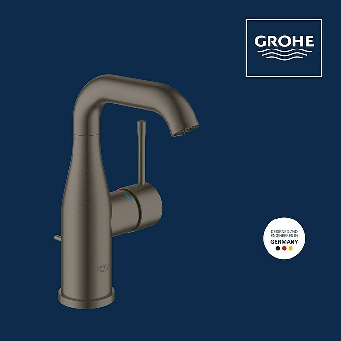Grohe Essence New Waschtischarmatur (Mit Zugstange, Hard Graphite, Matt)