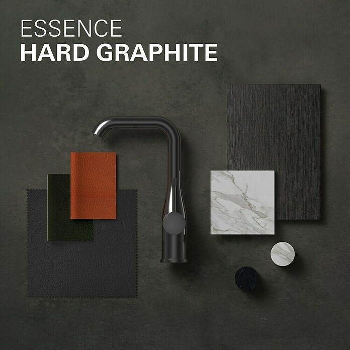 Grohe Essence New Waschtischarmatur (Mit Zugstange, Hard Graphite, Matt)