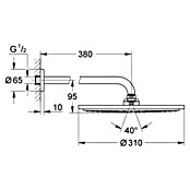 Grohe Kopfbrausen-Set (Durchmesser: 31 cm, 9,5 l/min bei 3 bar, Wandmontage, Supersteel)