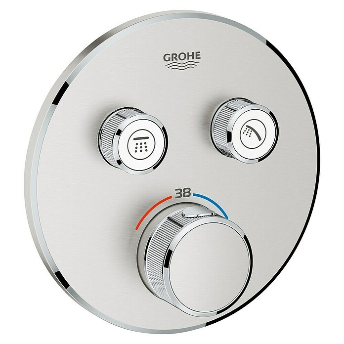 Grohe Grohtherm SmartControl Inbouwthermostaatkraan (Met 2 afsluitventielen, Rond, Supersteel, Mat)