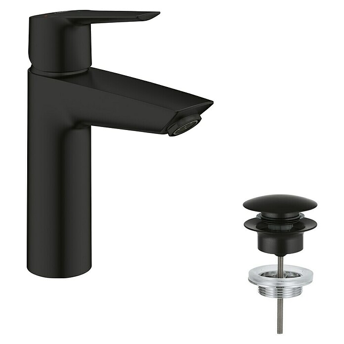 Grohe QuickFix Start Wastafelkraan M (Afvoer armatuur: 121 mm, Zwart, Mat) | BAUHAUS