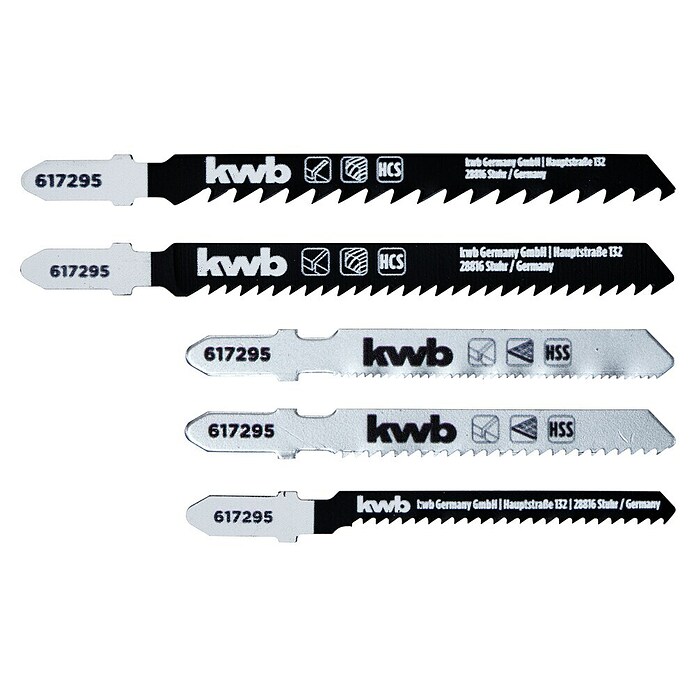 KWB Listi za vbodno žago  (5 -del., T-gred) | 2556 - Stichsägeblätter | BCDB - Zubehör Sägen | BCD - Maschinenzubehör | BC - Maschinenzubehör | B - Werkz/Masch/Maschzubeh/Auto | BAUHAUS