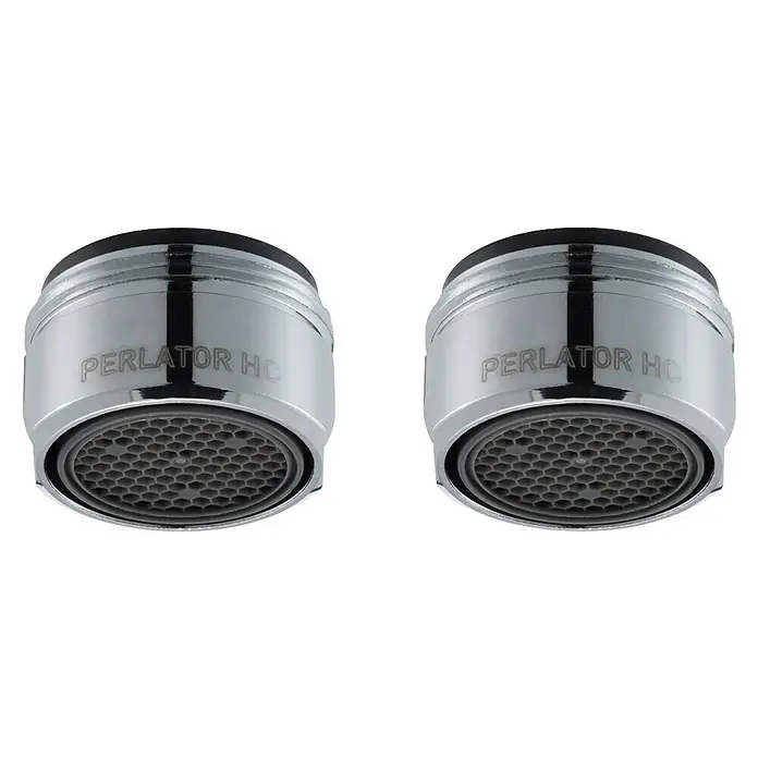 Neoperl Honeycomb Wassersparstrahlregler - Gewinde: M24X1, 3,8 l/min, 2 Stk. - Verchromter Wasserhahn-Strahlregler mit schwarzem Gummiring und sechseckigem Sieb, beschriftet mit PERLATOR HC.