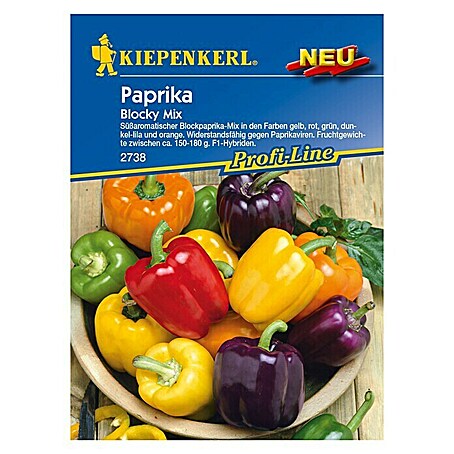 Kiepenkerl Profi-Line Gemüsesamen Blockpaprika (Blocky Mix F1, Capsicum annuum, Erntezeit: August)