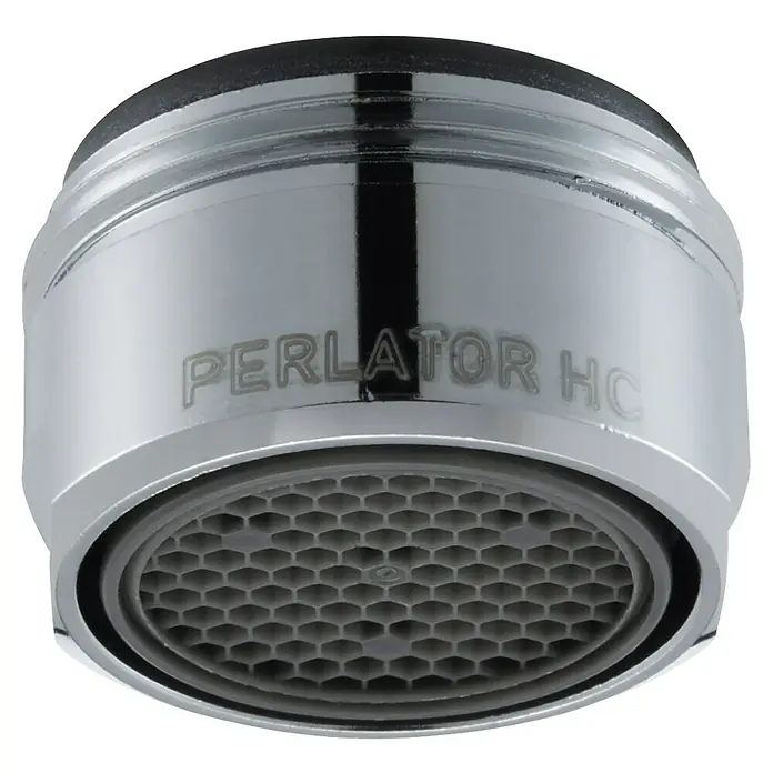 Neoperl Strahlregler Honeycomb - 15 l/min, Gewinde: M24x1 - Chrom-beschichteter Wasserhahn-Strahlregler mit 'PERLATOR HC' Gravur und Wabennetz.
