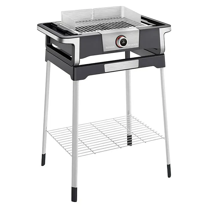Severin Elektrogrill PG 8118 - Grillfläche (B x T): 41,5 x 24 cm, 3 kW - Elektrogrill mit Ständer und Ablagefläche im modernen Design. Der Grill eignet sich ideal für Balkon und Terrasse.