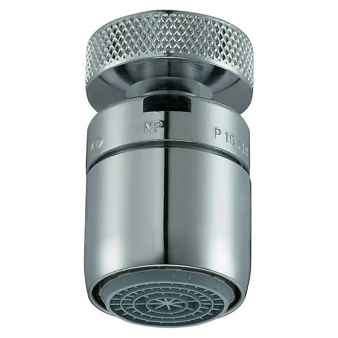 Neoperl Strahlregler Cascade - 5,7 l/min, Gewinde: M22/M24 - Verchromter Wasserhahn-Strahlregler mit Rändelgriff und grauem Wasserspar-Einsatz.