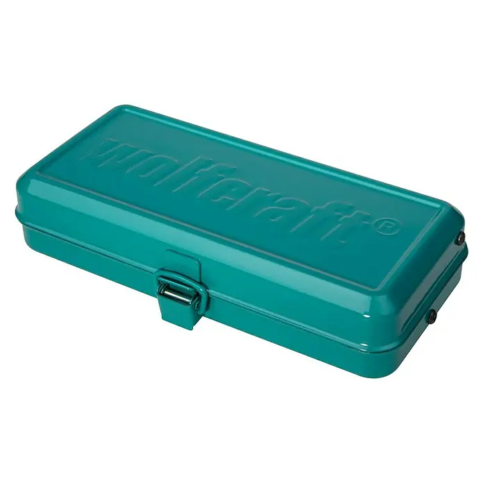 Wolfcraft Set de puntas - 32 pzs. - Caja de herramientas verde Wolfcraft con cierre, perfecta para guardar y transportar herramientas y accesorios. Diseño robusto para durabilidad.