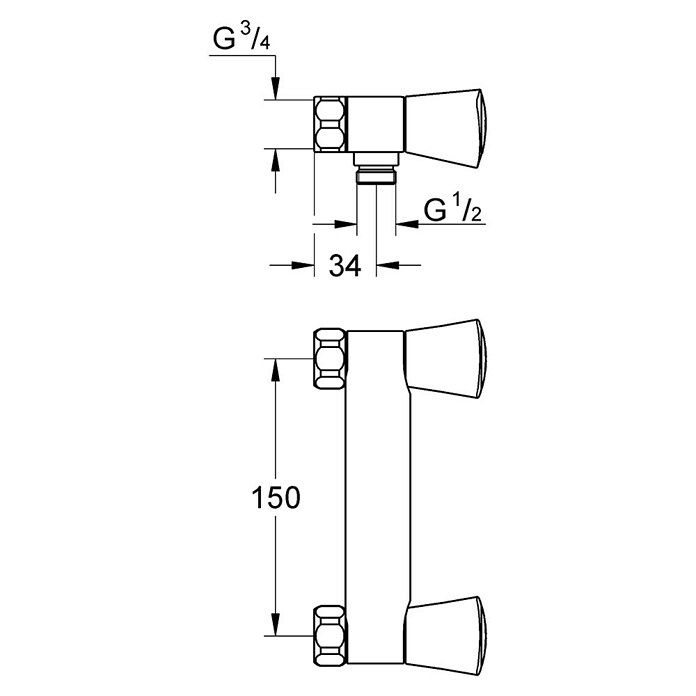 Grohe Costa Thermostatische watermengkraan S (Chroom) | BAUHAUS