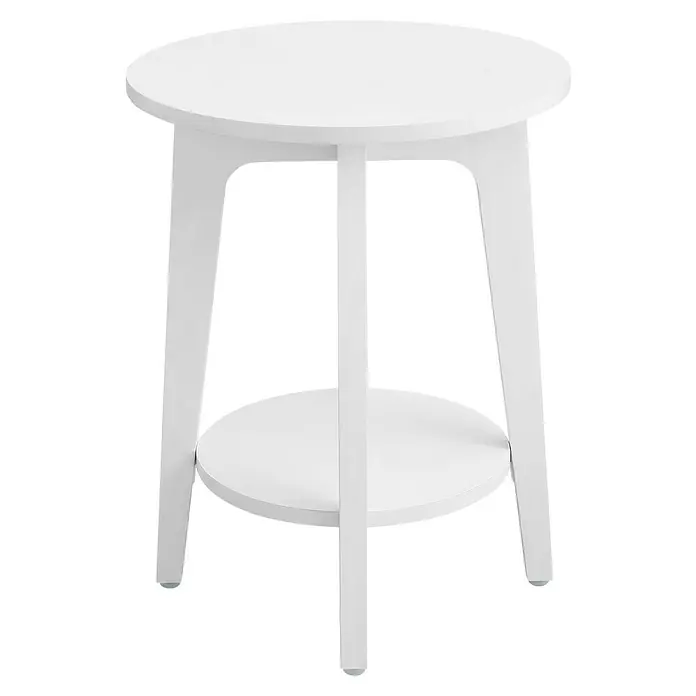 Beistelltisch - Ø x H: 40 x 50 cm, Weiß - Weißer runder Beistelltisch mit zwei Ablagen.