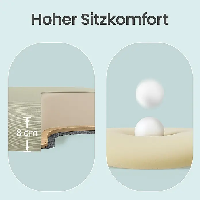 Bürostuhl mit hochklappbaren Armlehnen - Höhenverstellung: 99 cm - 107 cm, B x L: 60 x 66 cm, Schwarz - 8 cm dickes Kissen und weicher Schaum demonstrieren hohen Sitzkomfort.