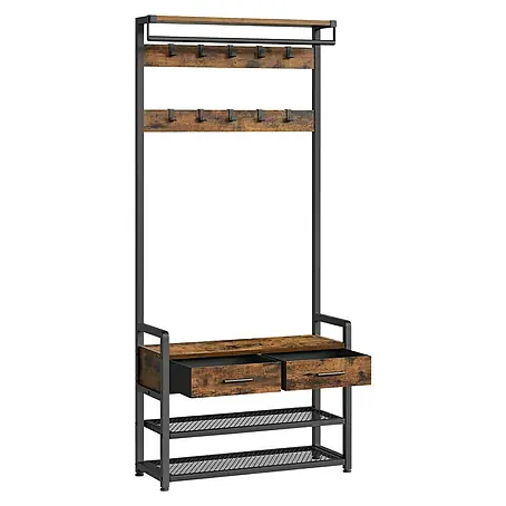 Garderoben-Set mit Sitzbank, Schubladen & Schuhablage