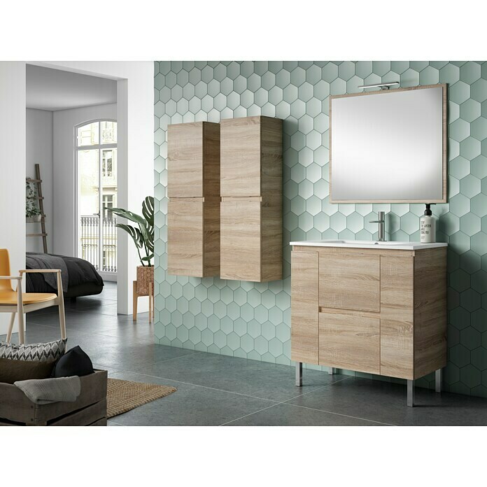 Mueble de lavabo Essential (L x An x Al: 45 x 80 x 85 cm, Roble)