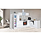 Respekta Premium Cocina esquinera (200 x 290 cm, Con dispositivos eléctricos, Blanco de alto brillo)