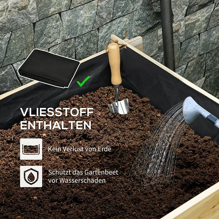 Outsunny Hochbeet mit 5 Pflanzbereiche - Holz, Naturholz