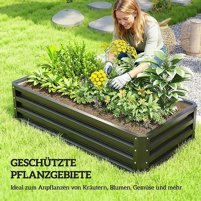 Outsunny Hochbeet aus Stahl - Stahl, Grau
