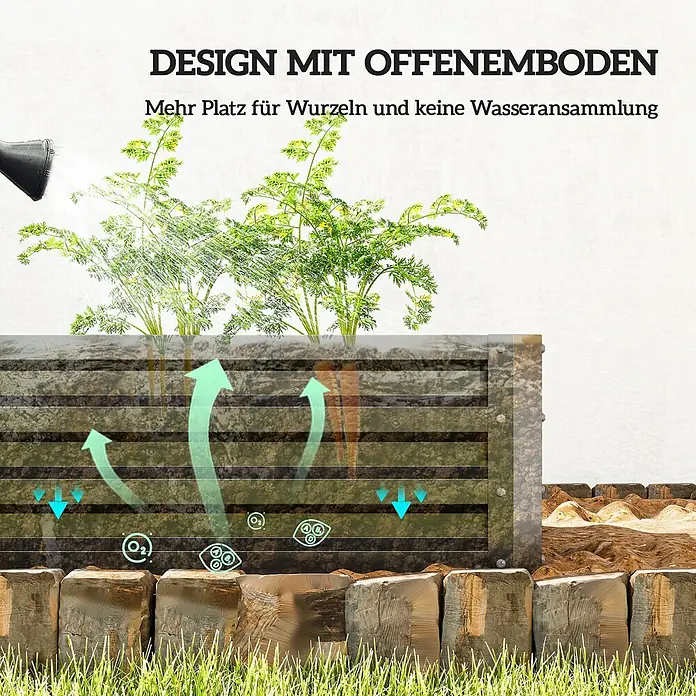 Outsunny Hochbeet aus Stahl - Stahl, Grau