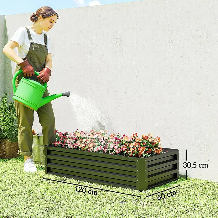 Outsunny Hochbeet aus Stahl - Stahl, Grau