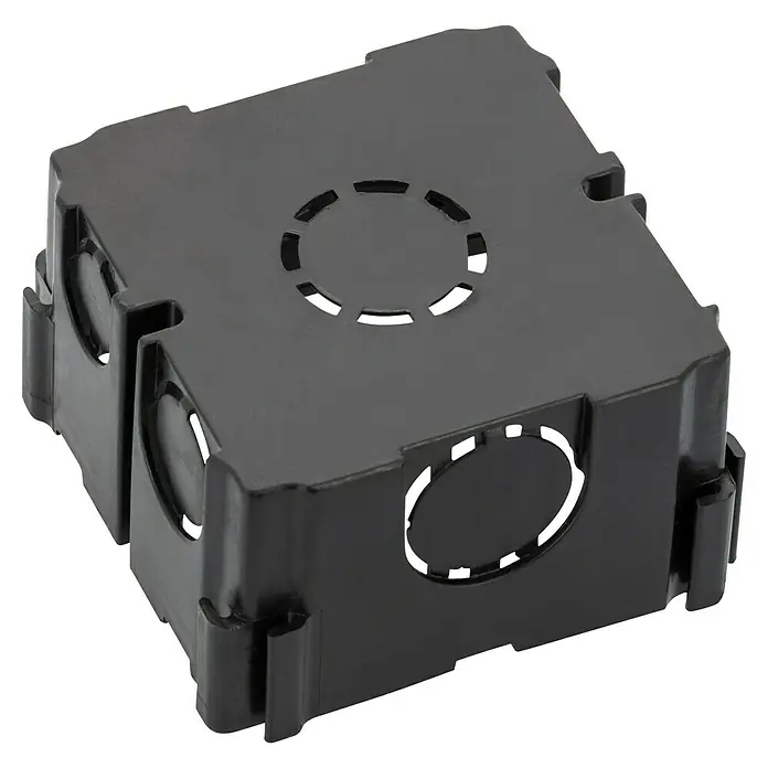 Caja de empotrar - L x An x Al: 75 x 75 x 42 mm, Número de entradas de cables: 6 ud., 1 ud. - Caja de conexiones eléctrica cuadrada de plástico negro con entradas precortadas para instalaciones empotradas.