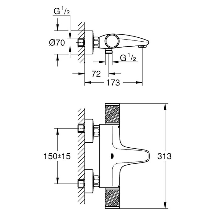 Grohe Precision Feel Wannenthermostat Precision Feel (Chrom, Glänzend) | BAUHAUS
