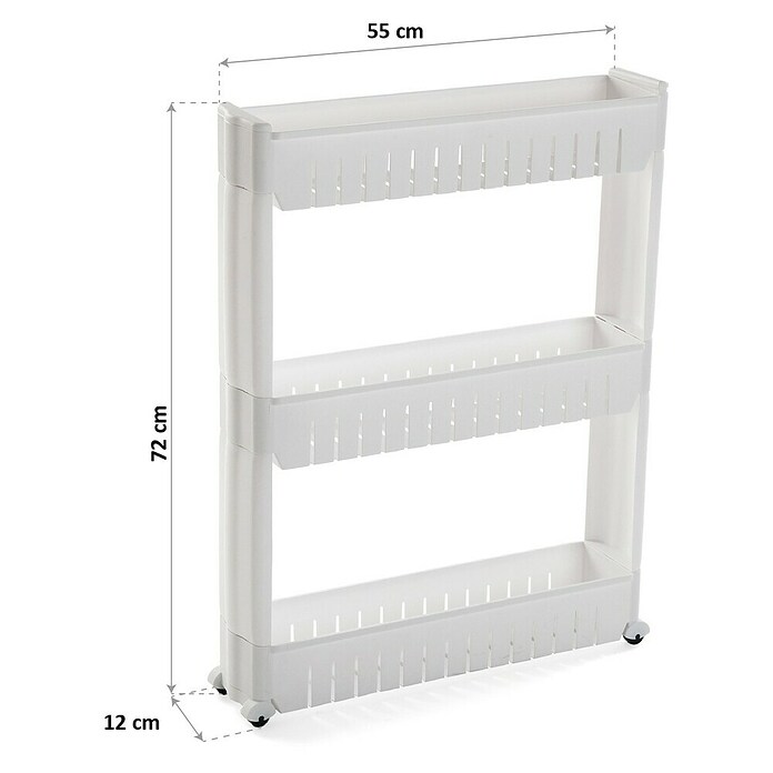 Versa Carro con ruedas multiusos de 3 baldas (L x An x Al: 54 x 12,5 x 71 cm, Termoplástico) | BAUHAUS