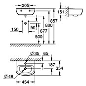 Grohe Wastafel Bau Ceramic (454 x 354 mm, Kraangat: Midden, Met overloop, Alpine Wit) | BAUHAUS
