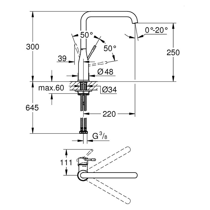 Grohe Essence Keukenkraan (Chroom, Glanzend, Hoge uitloop)