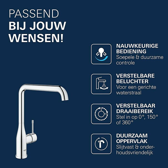 Grohe Essence Keukenkraan (Chroom, Glanzend, Hoge uitloop)