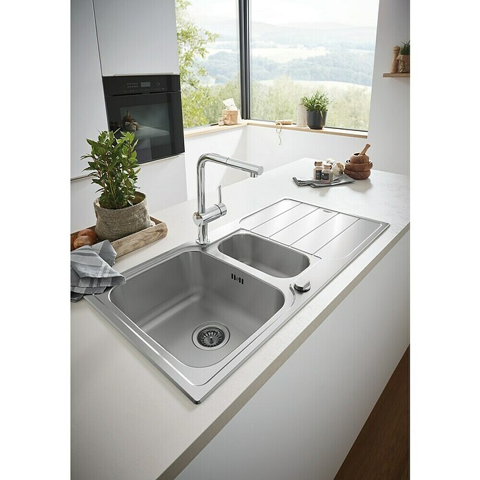 Grohe Spültischarmatur Minta (L-Auslauf, Chrom, Glänzend, Ausziehbar) | BAUHAUS