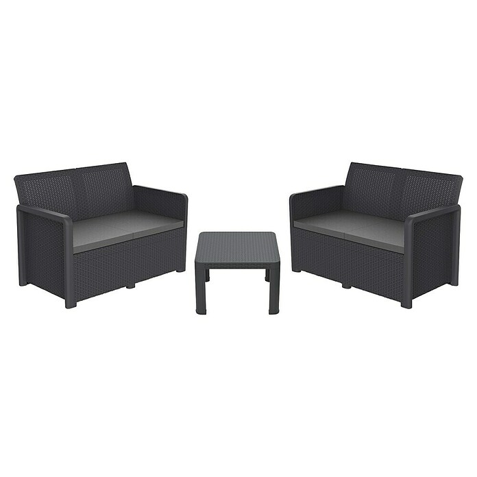 Shaf Conjunto de muebles Maya (3 pzs., Polipropileno, Negro) | BAUHAUS