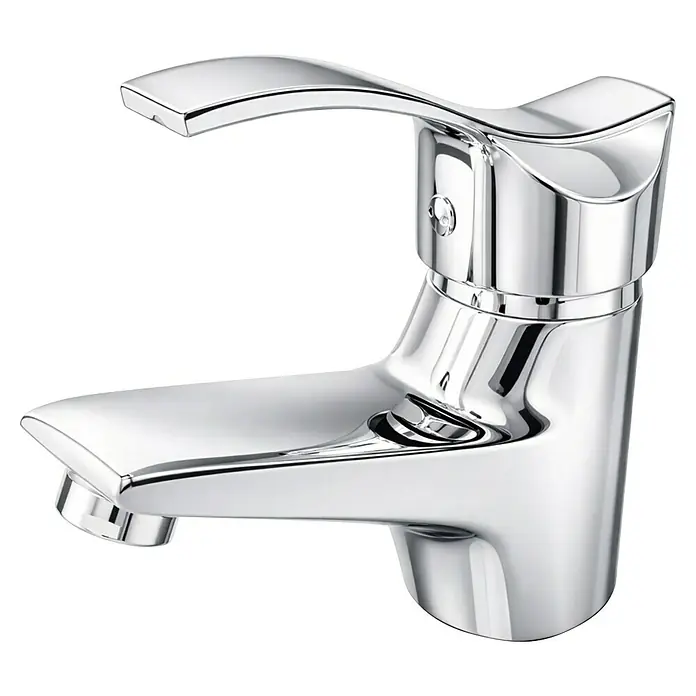 Rousseau Nelson Grifo de lavabo - Cromo, Brillante - Grifo monomando cromado pulido de diseño moderno.