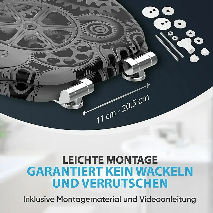 SANILO WC-Sitz Gears mit Absenkautomatik - MDF, Grau, Mit Absenkautomatik