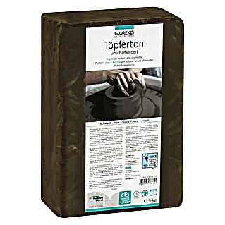 Glorex Töpferton Unschamottiert (Schwarz, 5 kg)