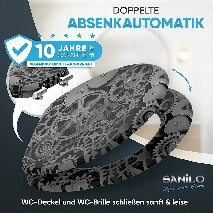 SANILO WC-Sitz Gears mit Absenkautomatik - MDF, Grau, Mit Absenkautomatik