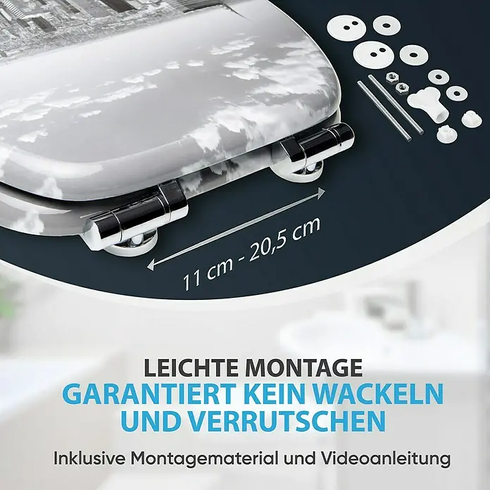 SANILO WC-Sitz Skyline New York mit Absenkautomatik - MDF, Grau, Mit Absenkautomatik