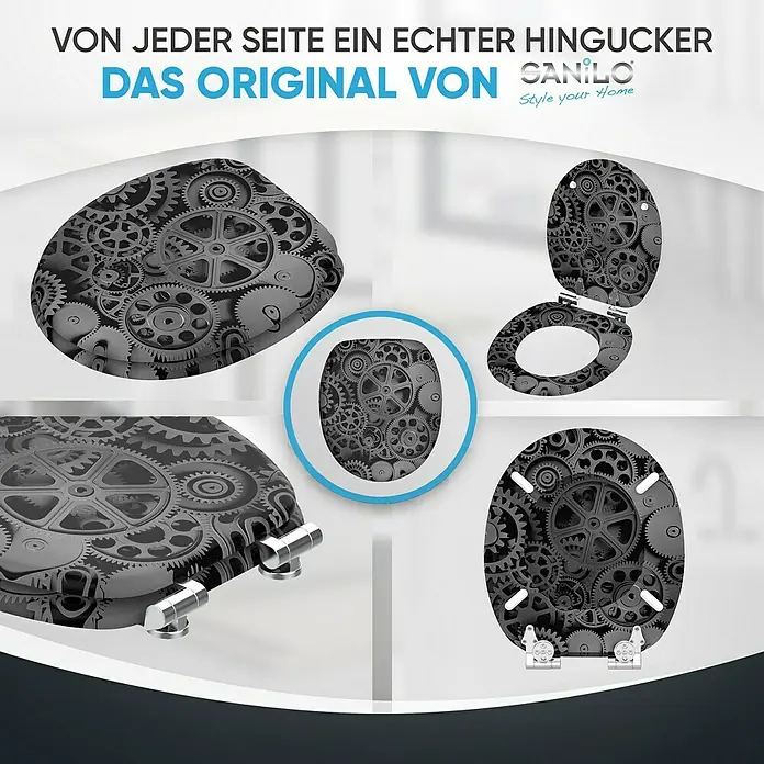 SANILO WC-Sitz Gears mit Absenkautomatik - MDF, Grau, Mit Absenkautomatik