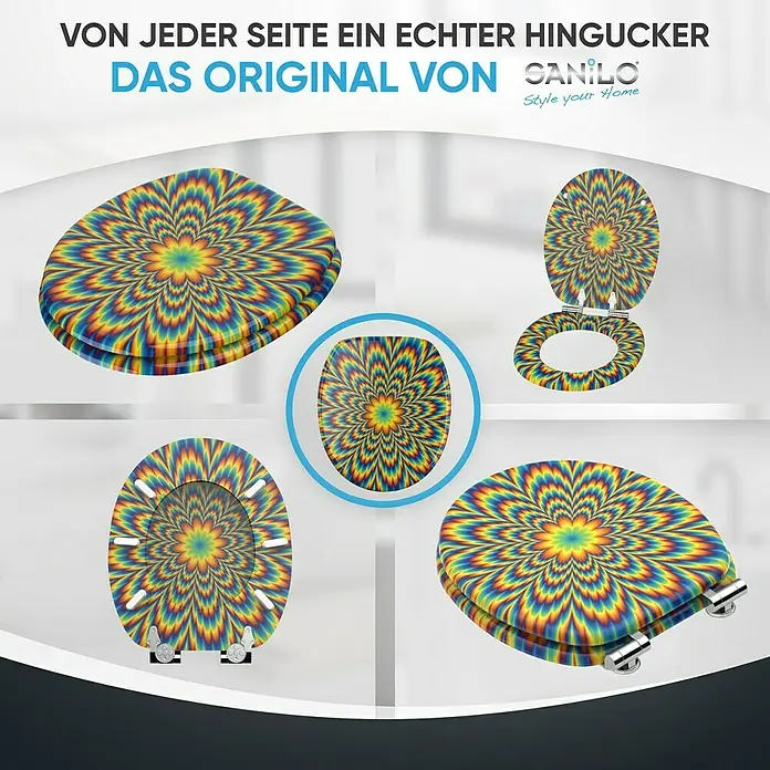 SANILO WC-Sitz Illusion mit Absenkautomatik - MDF, Gelb, Mit Absenkautomatik