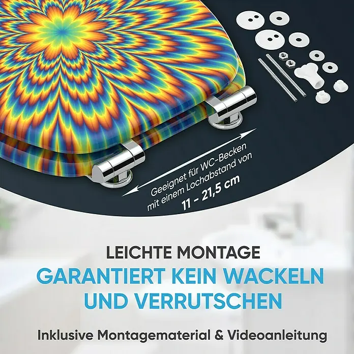 SANILO WC-Sitz Illusion mit Absenkautomatik - MDF, Gelb, Mit Absenkautomatik