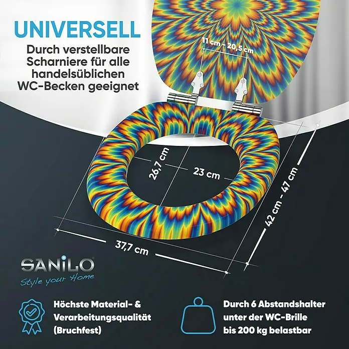 SANILO WC-Sitz Illusion mit Absenkautomatik - MDF, Gelb, Mit Absenkautomatik