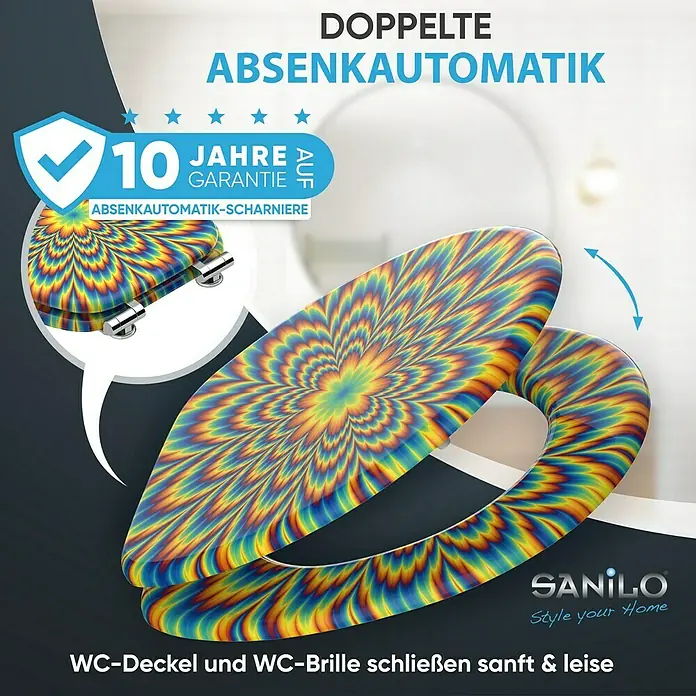 SANILO WC-Sitz Illusion mit Absenkautomatik - MDF, Gelb, Mit Absenkautomatik